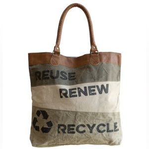Dorset Bay - Reuse Renew Recycle - Upcycled  Canvas Tote bag